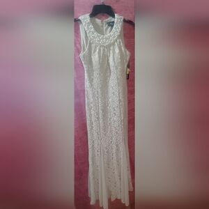 R&M Richards Ivory Lace Maxi Dress